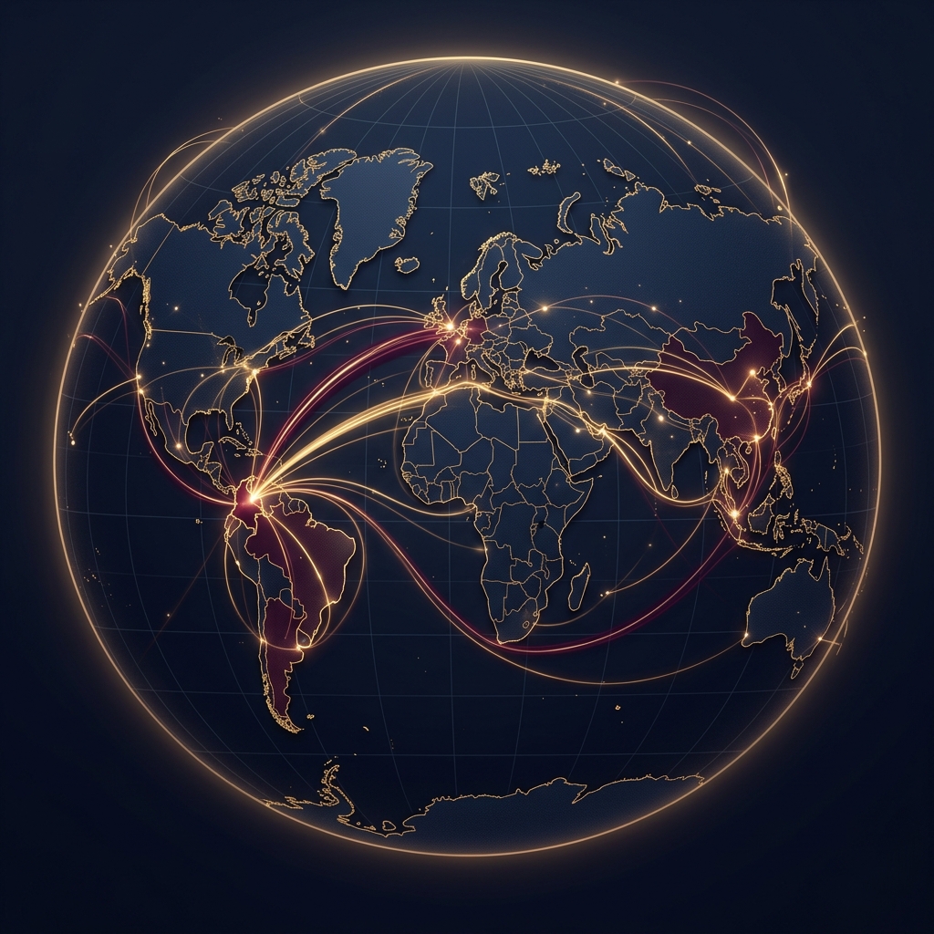 Mapa mundial con rutas de importación - WAN LI INVERSIONES